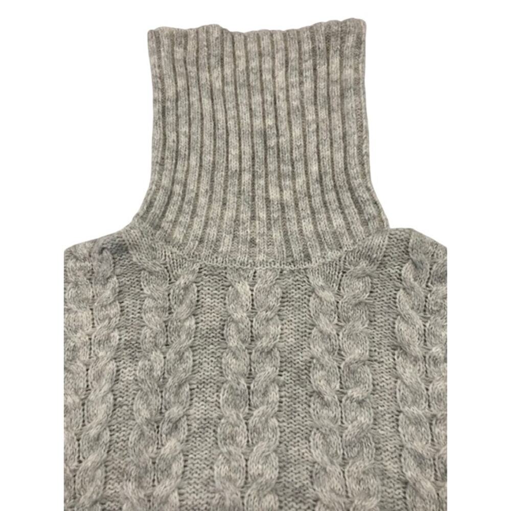 Joie Women's Cable Knit Turtle-neck Vest Sweater (S) Gray Oversized